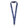 Blue Boeing E-7 Wedgetail Graphic Lanyard with a repeating white pattern of the text E-7 Airborne Warning & Control and a metal swivel hook.