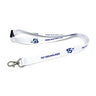 The BOEING 787 Dreamliner 15 Year Anniversary Lanyard is a white aviation lanyard featuring blue “787 DREAMLINER” and “15 YEARS” text alongside a BOEING logo. This pilot lanyard includes a metal clip and a black plastic buckle, and is shown on a white background.
