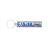 Rectangular Boeing F/A-18 Super Hornet Graphic Keychain featuring the text F/A-18 and an illustration of an F/A-18 Super Hornet fighter jet.
