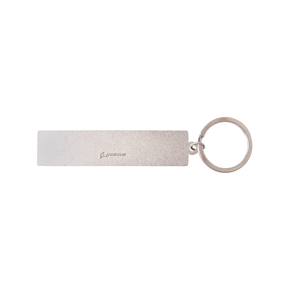 Rectangular Boeing F/A-18 Super Hornet Graphic Keychain with a silver finish and a split key ring attached to one end.