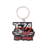 Boeing T-7A Red Hawk Graphic Keychain featuring a metal jet flying over the text T-7A and RED HAWK.