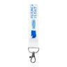The Boeing Future Of Flight Destination Strap Keychain by BOEING is a white fabric aviation keychain with blue "FUTURE OF FLIGHT" text, Alabama outline with heart, and metal clip—an ideal travel accessory inspired by Julia Gash.