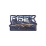 A Boeing F-15EX Eagle Graphic Lapel Pin featuring a metal F-15EX fighter jet flying through clouds below the model name.
