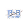 A Boeing P-8 Poseidon Graphic Lapel Pin featuring a metal P-8 Poseidon military aircraft with the blue text P-8 POSEIDON overlaid.