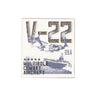 Rectangular Boeing V-22 Osprey Graphic Lapel Pin featuring a ship at sea and text reading V-22, Made in USA, and Multirole Combat Aircraft.