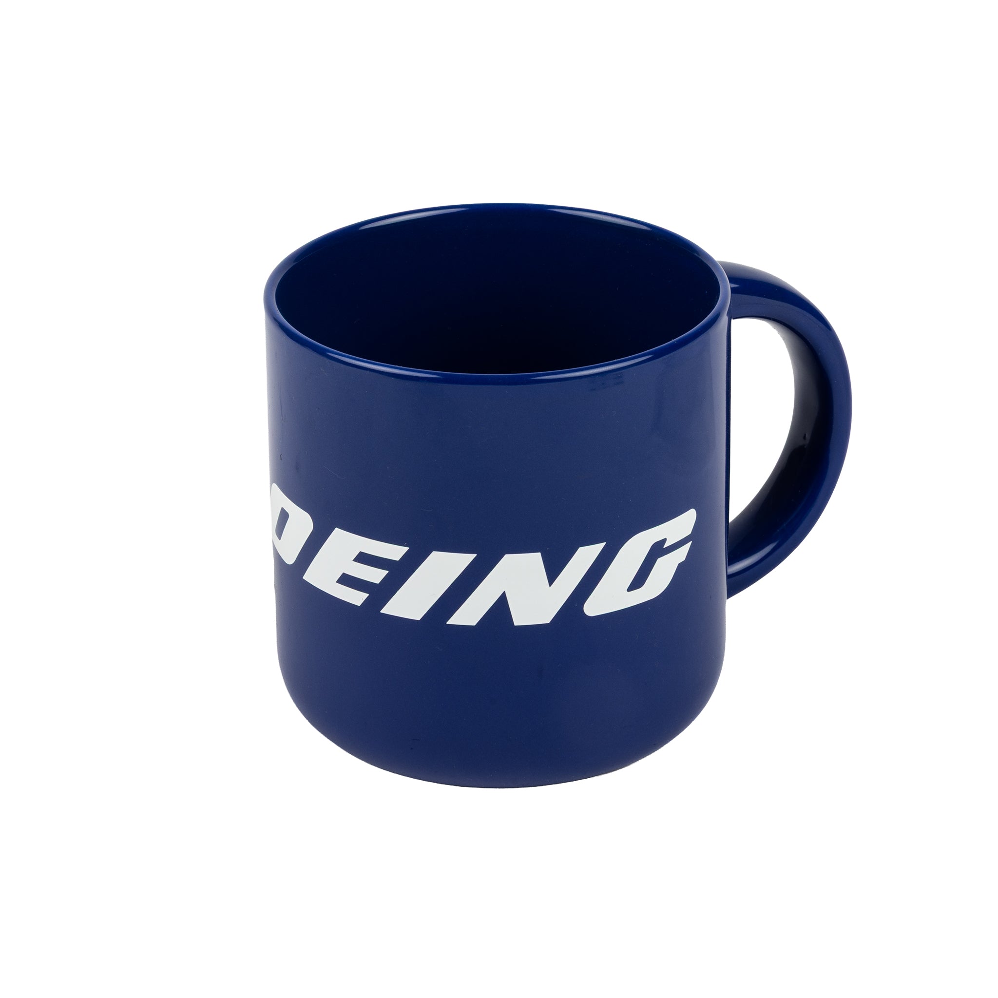 Showcase your love of aviation with the BOEING Signature Enlarged Logo 14 oz Mug, featuring a bold white BOEING logo on dark blue ceramic and photographed against a crisp white background—an ideal choice for collectors and enthusiasts.
