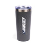 The Boeing F-15 Eagle Velocity 17 oz. Tumbler, in dark gray, features an illustration of the aircraft and bold white F-15 text. Its a double-wall insulated stainless steel thermos with a clear plastic lid and sleek stainless steel rim at the top.