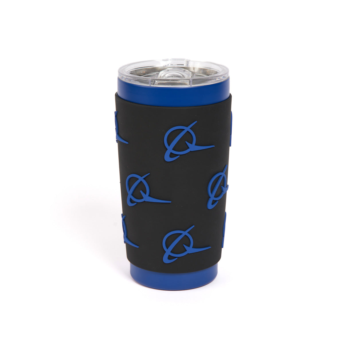 Boeing Symbol Logo Tumbler.  Repeated Boeing Symbol logo in blue all over on black background