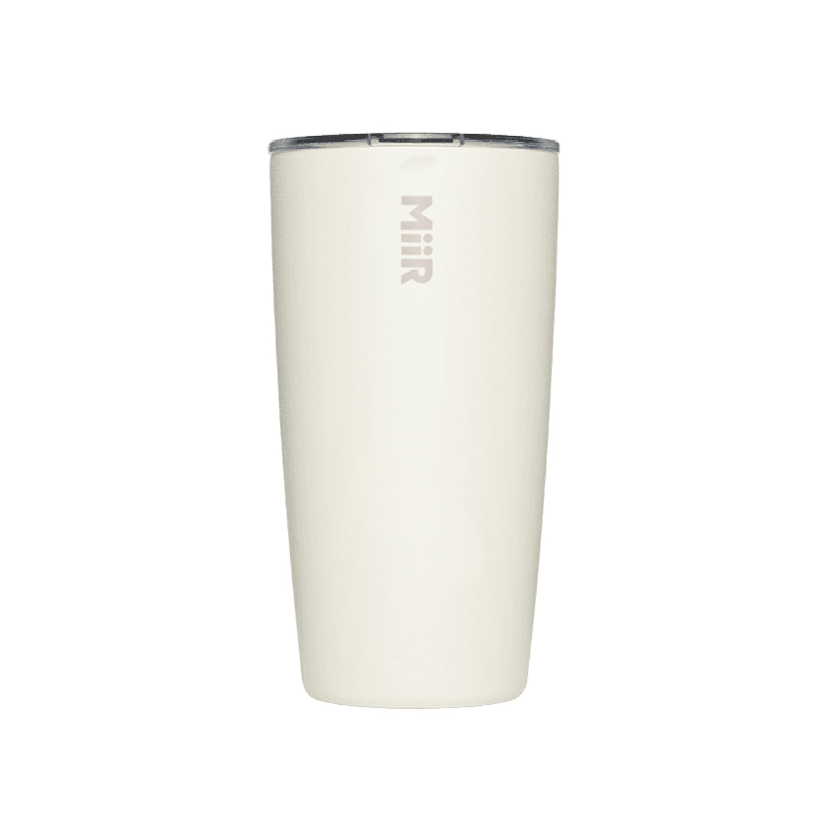 The BOEING MiiR 16 oz Tumbler, cream-colored with stainless steel vacuum insulation and a clear lid, is shown upright on a white background.