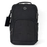 The BOEING Flight Elevate Bag, shown in black against a white background, features multiple zippered compartments, a top handle, side pockets, and a luggage tag—making it an ideal, durable pilot flight bag or aviation backpack.