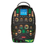 The Sprayground Boeing F/A-18 Super Hornet DLXSR Backpack by BOEING is inspired by a fighter jet control panel, showcasing vibrant dials, switches, screens, and detailed labels. A display at the top features "Boeing" and "F/A-18," while the backpack offers a dedicated laptop compartment and is ideally sized for use as carry-on luggage.