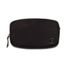The Boeing Symbol Fanny Pack by BOEING is a black zippered pouch featuring a silver circular Boeing logo in the lower right corner, displayed on a white background.