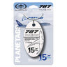 The PlaneTags Boeing 787 Series by BOEING features an oval keychain labeled “787 Dreamliner” and “Genuine Skin 15 Years,” crafted from original carbon-fiber composite. Each tag is attached to a card displaying a Boeing 787 aircraft, with blue logos and the PLANE TAGS branding. This limited edition is individually numbered, with this piece being number 0775 out of 10,000.