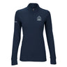 The Boeing St. Louis Fighterland Women’s Quarter-Zip by BOEING is a navy blue, long-sleeve pullover featuring a small logo on the left chest and “Boeing” text on the right sleeve. Inspired by military aviation and classic Fighterland USA quarter-zip styles in tribute to icons like the F/A-18 Super Hornet, this pullover is shown against a plain white background.
