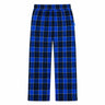 Boeing 2026 Jet Snowflake Unisex Flannel Pants featuring a blue and black tartan plaid pattern with an elastic waistband.