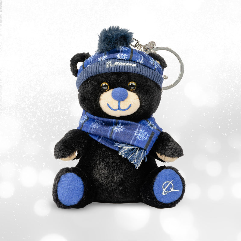 Boeing 2026 Jet Snowflake Plush Bear Keychain