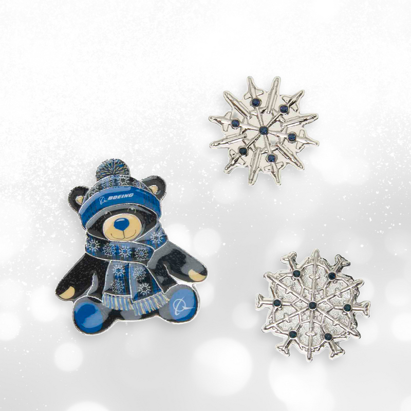 Boeing 2026 Jet Snowflake Lapel Pin Set