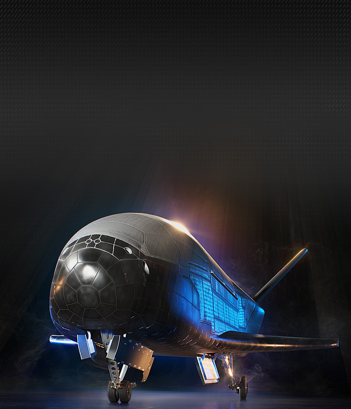 X-37B Spaceplane image on a dark gradient background