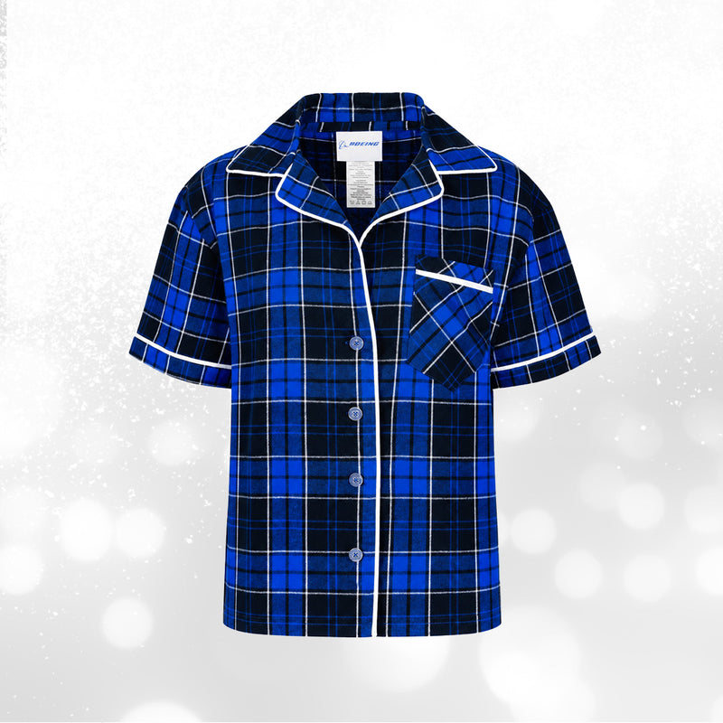 Boeing Tartan Women's Holiday Flannel Pajama Top