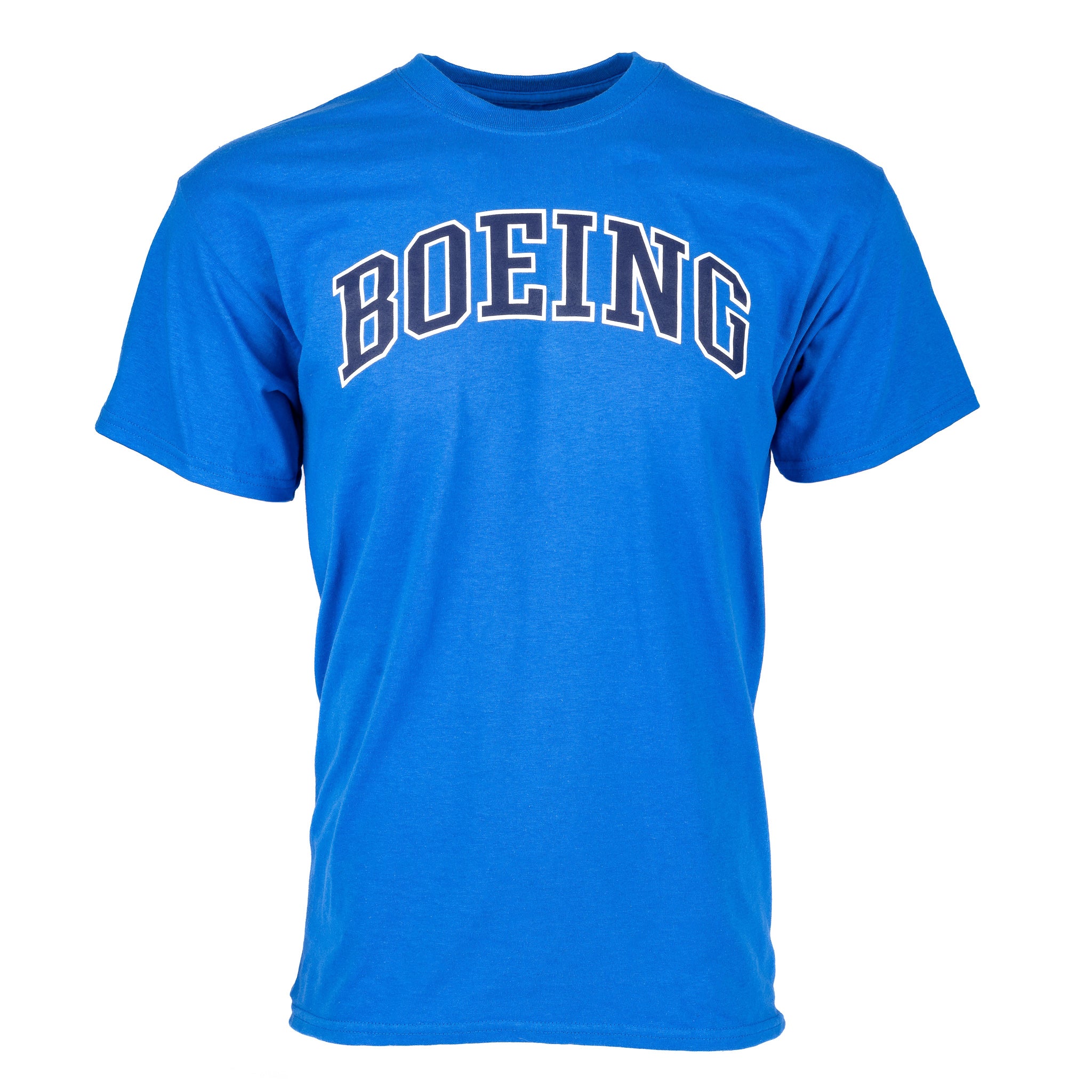 Adult royal t-shirt with navy Boeing varsity logo across the chest