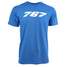 The Boeing Stores Boeing 767 Stratotype Unisex T-Shirt is a blue cotton shirt with the bold white number 767 on the chest. It has short sleeves and no additional design elements, making it ideal for aviation enthusiasts.