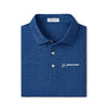 Product image of the polo in navy folded.  Features 3 buttons and white Boeing logo on left chest.