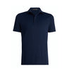 Full product image of the polo shirt in navy on a mannequin.