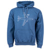 Boeing 767 motion graphic on a indigo color hooded sweatshirt.