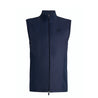 Full product image of the navy vest on a mannequin.  Full zip up. G/FORE logo on left chest