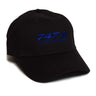 A black 100% cotton Boeing 747 Hat by The Boeing Store, embroidered with 747-8 Intercontinental in blue on the front, features a Velcro closure and is angled slightly left on a plain white background.