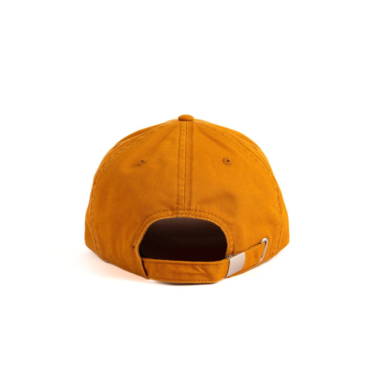 The image features the back of the Boeing Washed Twill Patch Hat by The Boeing Store, an orange cap with adjustable buckle closure, set against a crisp white background.