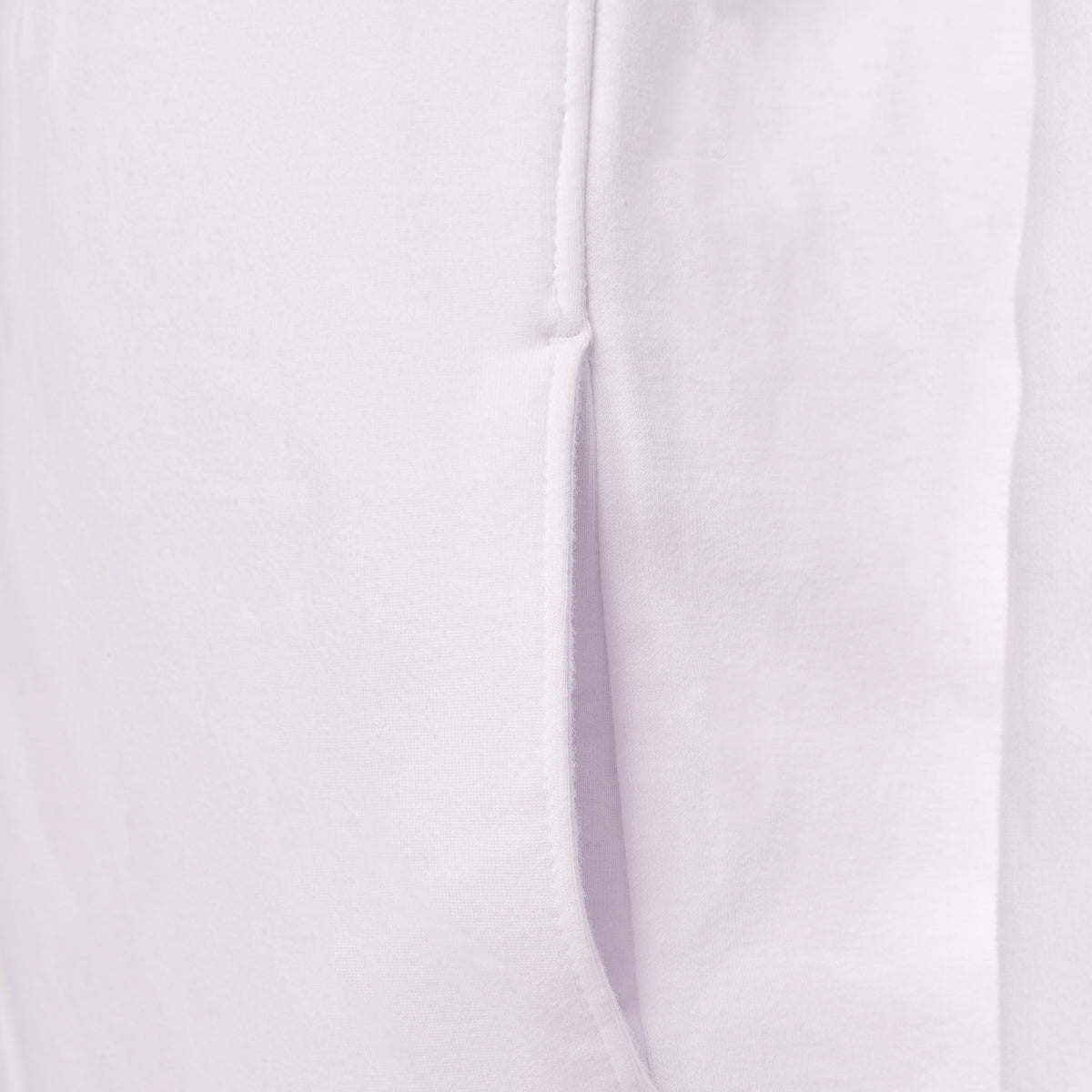 Close-up of the Boeing Signature Logo Womens Quilted Full-Zip by The Boeing Store, showcasing a white ladies cut with vertical side pocket and a clean, minimal design in soft-hand knit fabric.