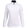 Full image of product in brilliant white.  Quilted exterior with quarter zip.  