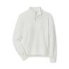 Full product image of the quarter-zip pullover in white color.  White Boeing logo on left chest.