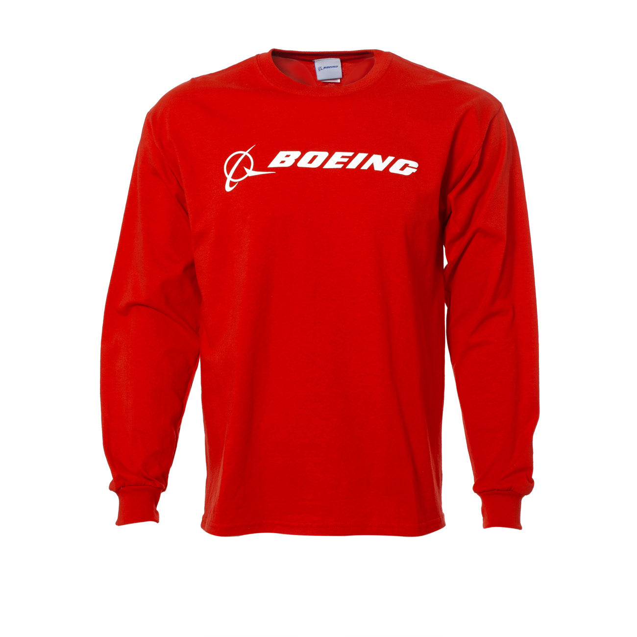 Boeing Logo Signature Long-Sleeve T-Shirt in red with white Boeing logo across the chest