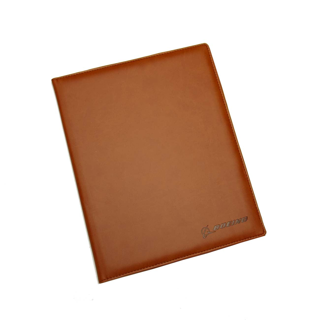 The Boeing Basic Padfolio by The Boeing Store features brown PU leather and an embossed Boeing logo in one corner, shown on a plain white background—ideal as a stylish notebook organizer.