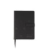 The Boeing Store’s Boeing 737 MAX Notebook features a black PU hardcover with embossed aircraft shapes and 737 MAX text, inspired by the Boeing program. It includes a strap closure and ribbon bookmark.