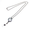 The Boeing Store offers a Boeing Airplane Company Logo Lanyard featuring a retractable badge holder with a copper chain necklace. It includes a circular plastic casing with a metal clip and small compass design, all isolated on a white background.