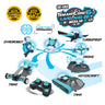Product image of The Boeing Store’s OWI SmartCore 6 Vehicle Kit, displaying six blue and black models—gyro robot, trike, tank, hovercraft, drone, turboprop—with a remote control and award badges. Features OWI SmartCore technology.